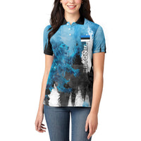 Estonia Elagu Eesti Lions Women Polo Shirt Watercolor Splash Flag Heraldic