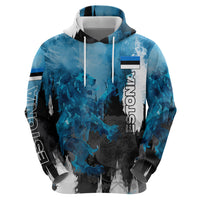 Estonia Elagu Eesti Lions Zip Hoodie Watercolor Splash Flag Heraldic
