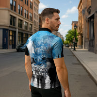 Estonia Elagu Eesti Lions Zipper Polo Shirt Watercolor Splash Flag Heraldic