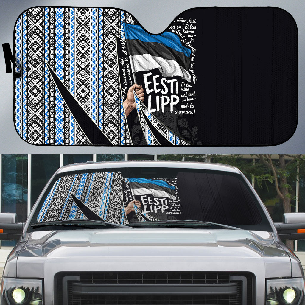 Estonia June 4 1884 Eesti Lipp Auto Sun Shade Ethnic Traditional Folk Art Flag