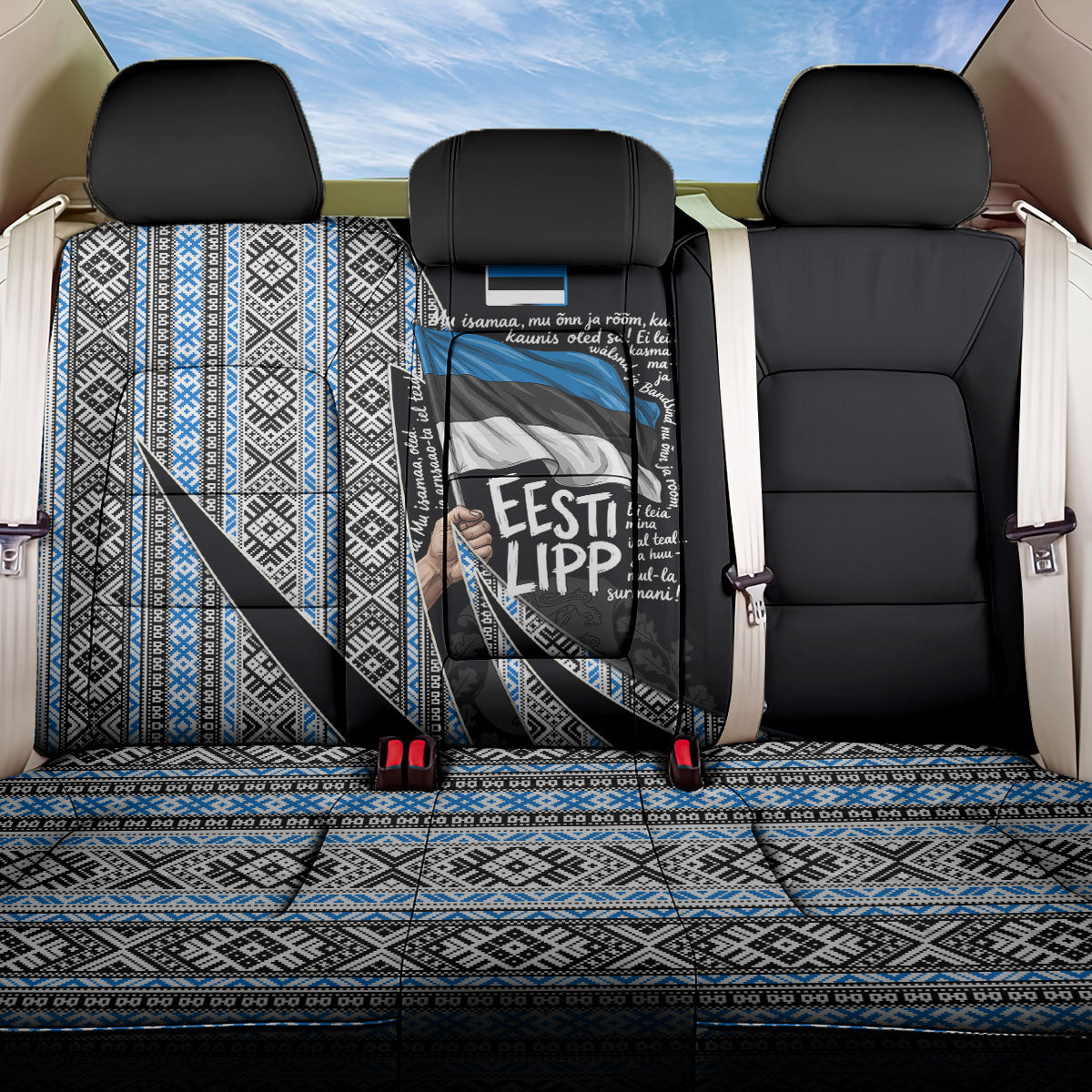 Estonia June 4 1884 Eesti Lipp Back Car Seat Cover Ethnic Traditional Folk Art Flag