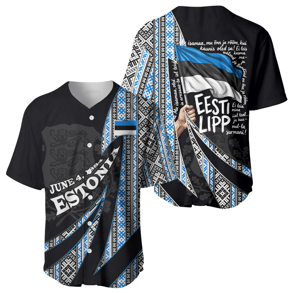 Estonia June 4 1884 Eesti Lipp Baseball Jersey Ethnic Traditional Folk Art Flag