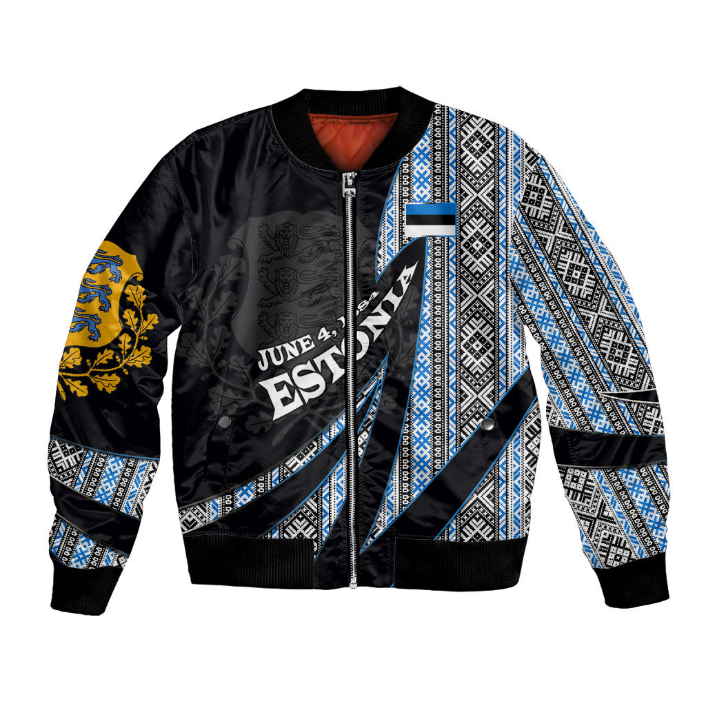 Estonia June 4 1884 Eesti Lipp Bomber Jacket Ethnic Traditional Folk Art Flag