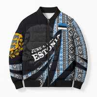 Estonia June 4 1884 Eesti Lipp Bomber Puffer Jacket Ethnic Traditional Folk Art Flag