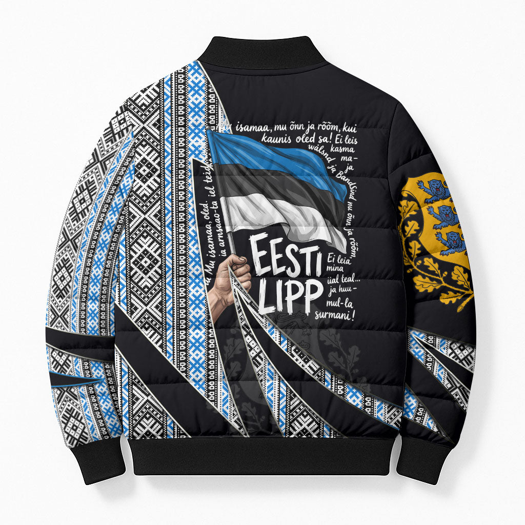 Estonia June 4 1884 Eesti Lipp Bomber Puffer Jacket Ethnic Traditional Folk Art Flag