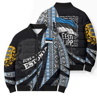 Estonia June 4 1884 Eesti Lipp Bomber Puffer Jacket Ethnic Traditional Folk Art Flag