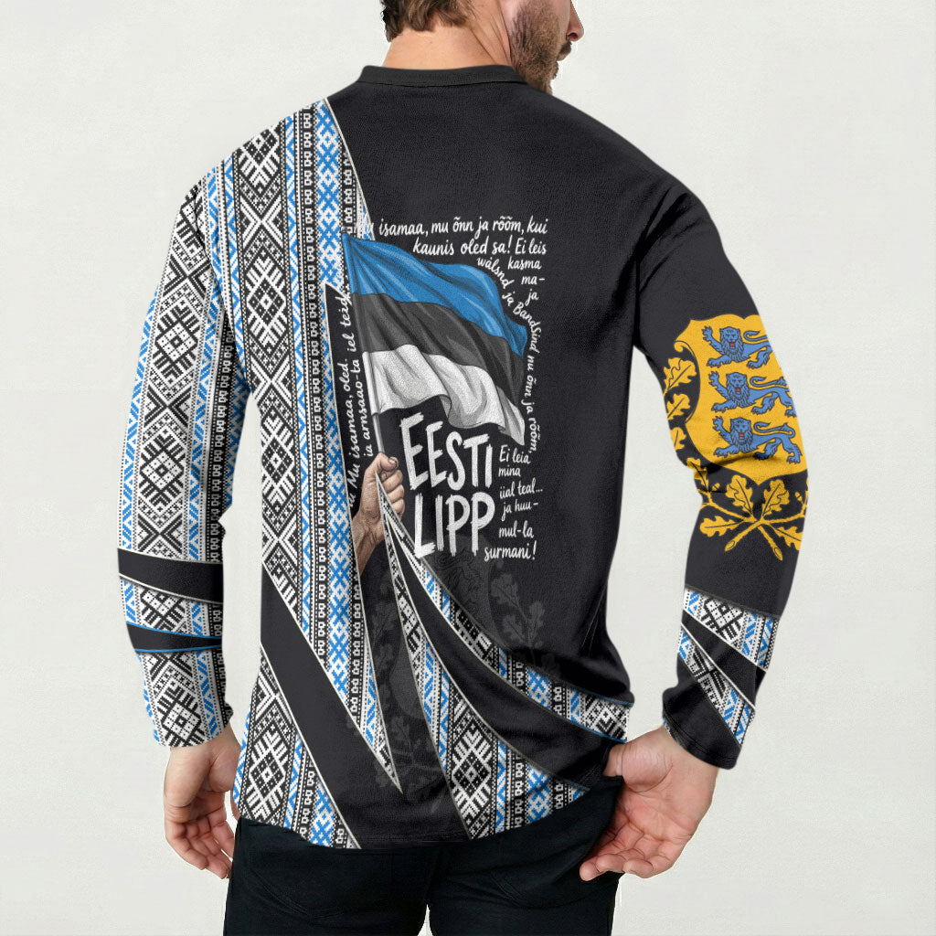 Estonia June 4 1884 Eesti Lipp Button Sweatshirt Ethnic Traditional Folk Art Flag