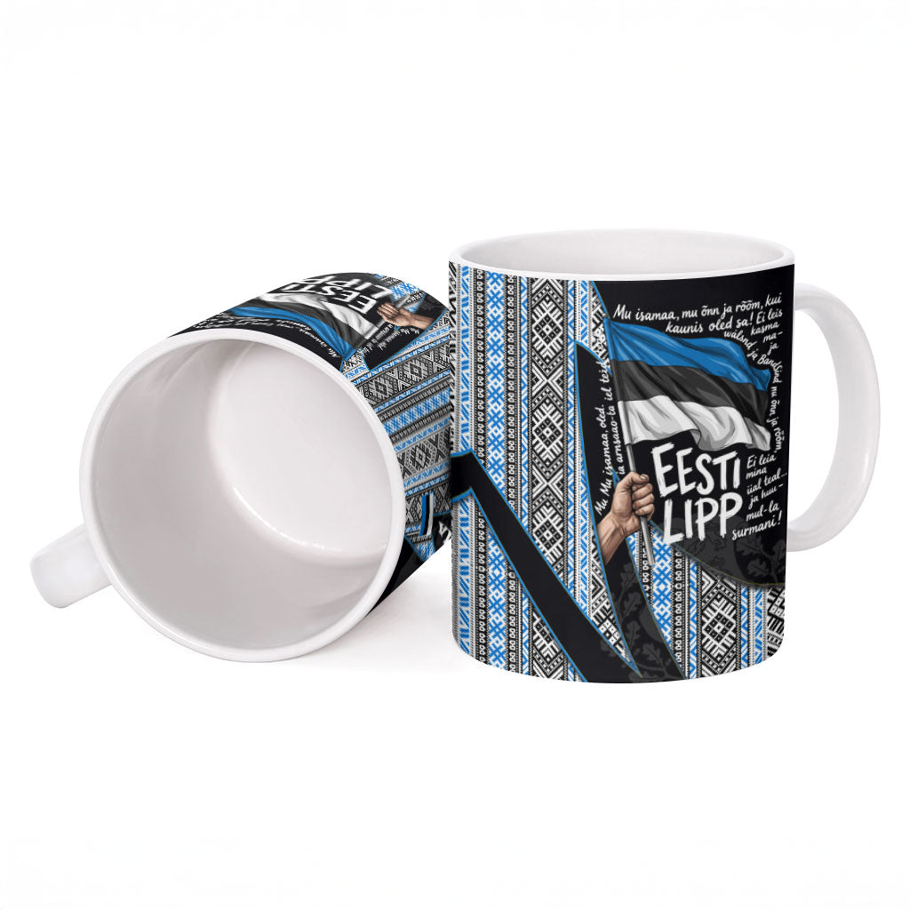 Estonia June 4 1884 Eesti Lipp Ceramic Mug Ethnic Traditional Folk Art Flag