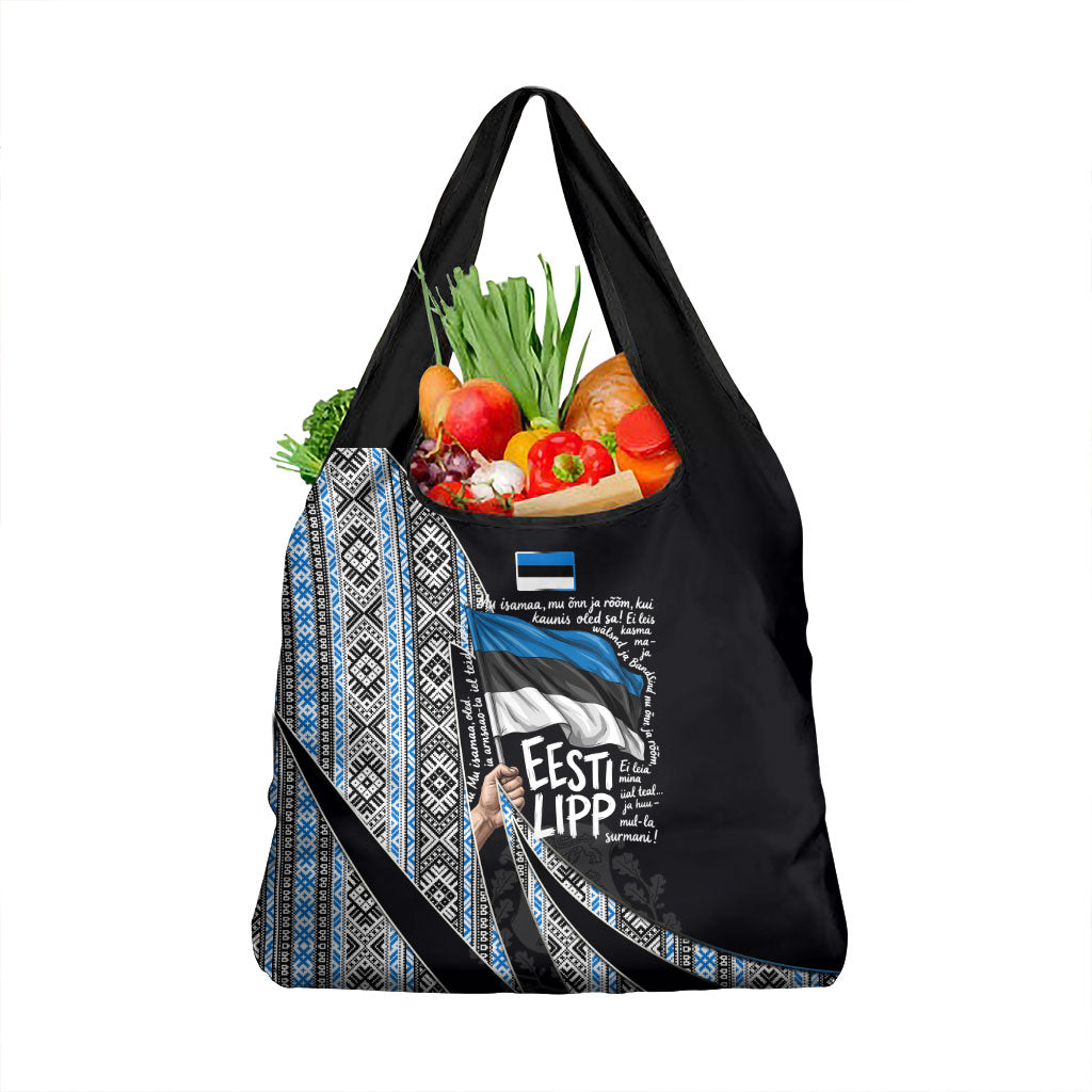 Estonia June 4 1884 Eesti Lipp Grocery Bag Ethnic Traditional Folk Art Flag