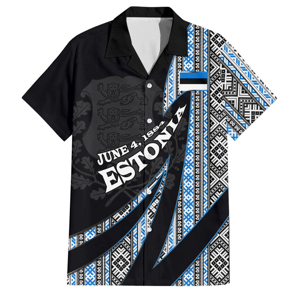 Estonia June 4 1884 Eesti Lipp Hawaiian Shirt Ethnic Traditional Folk Art Flag