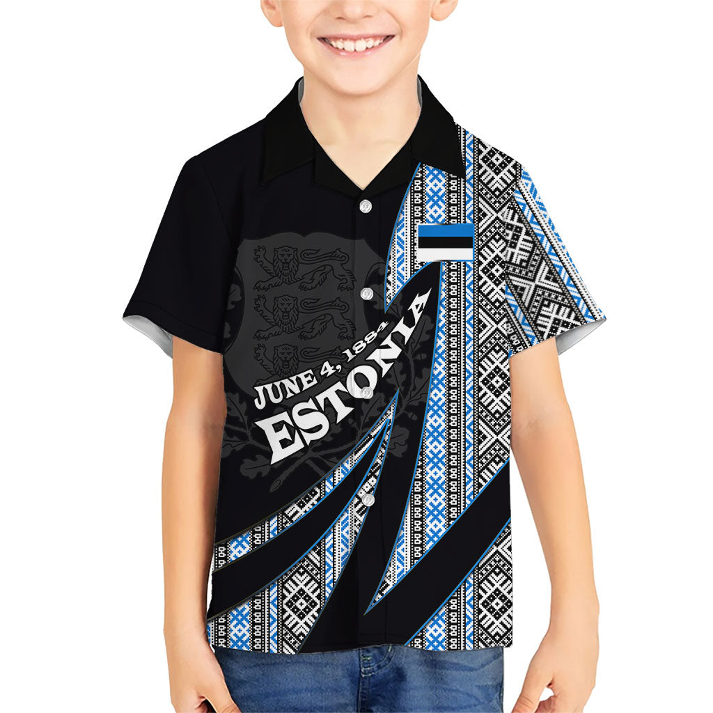 Estonia June 4 1884 Eesti Lipp Hawaiian Shirt Ethnic Traditional Folk Art Flag