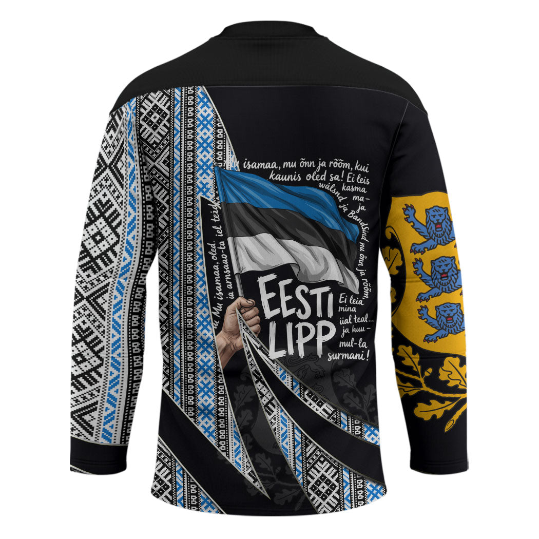 Estonia June 4 1884 Eesti Lipp Hockey Jersey Ethnic Traditional Folk Art Flag