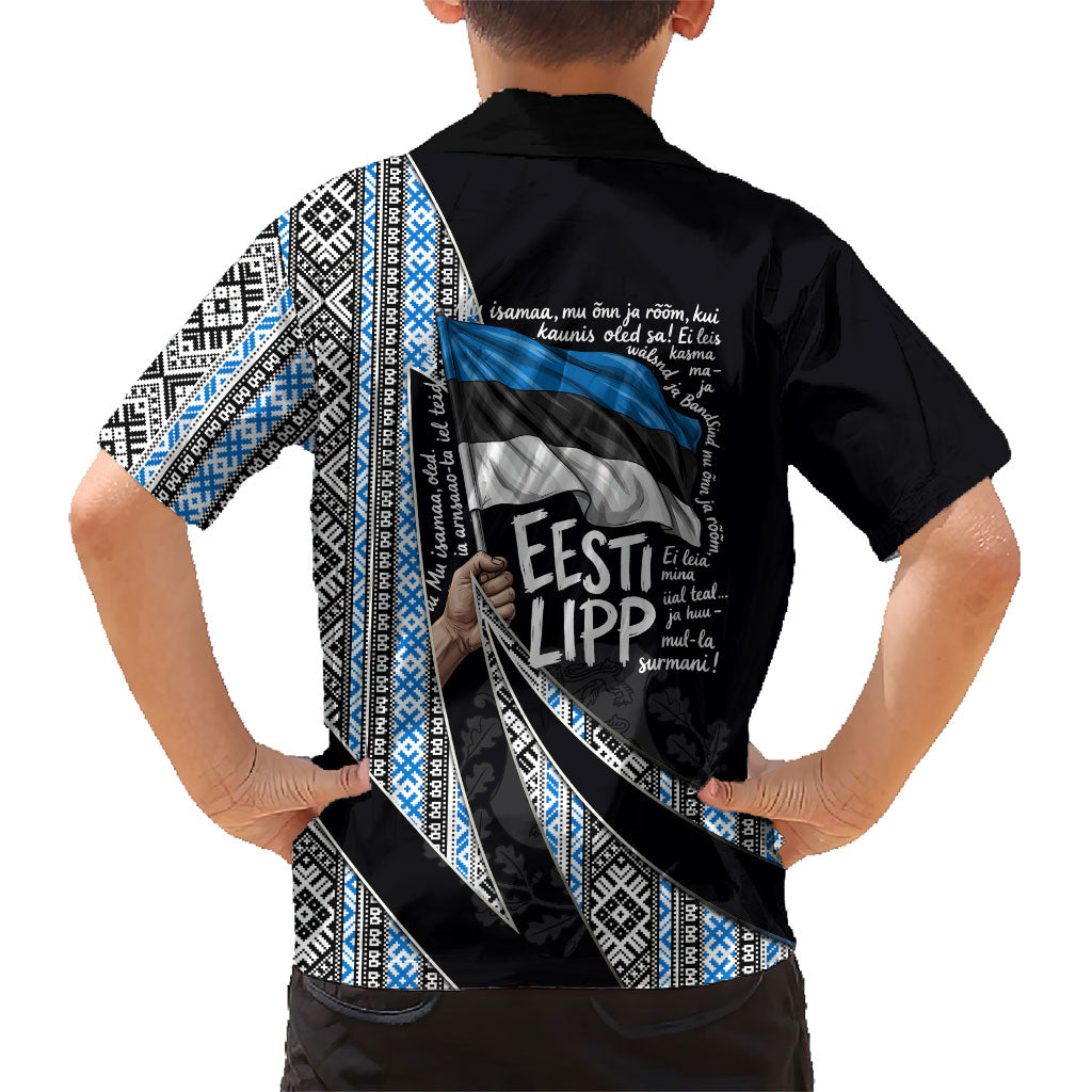 Estonia June 4 1884 Eesti Lipp Kid Hawaiian Shirt Ethnic Traditional Folk Art Flag