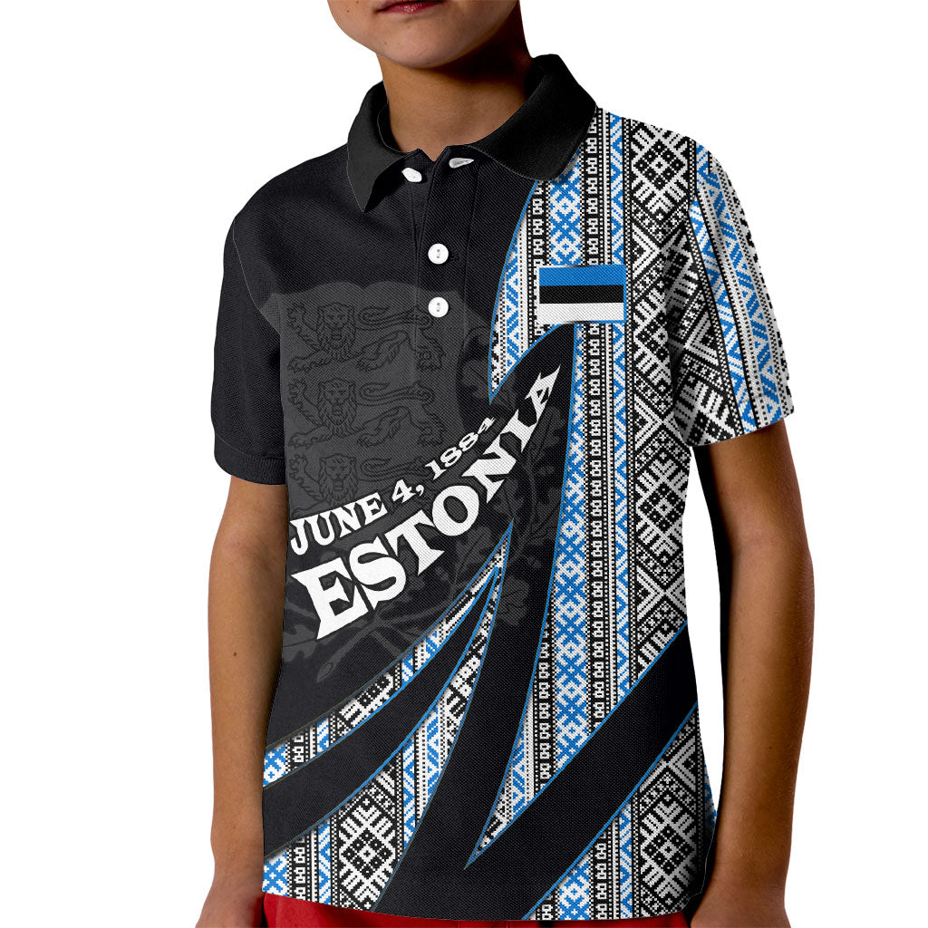 Estonia June 4 1884 Eesti Lipp Kid Polo Shirt Ethnic Traditional Folk Art Flag