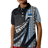 Estonia June 4 1884 Eesti Lipp Kid Polo Shirt Ethnic Traditional Folk Art Flag