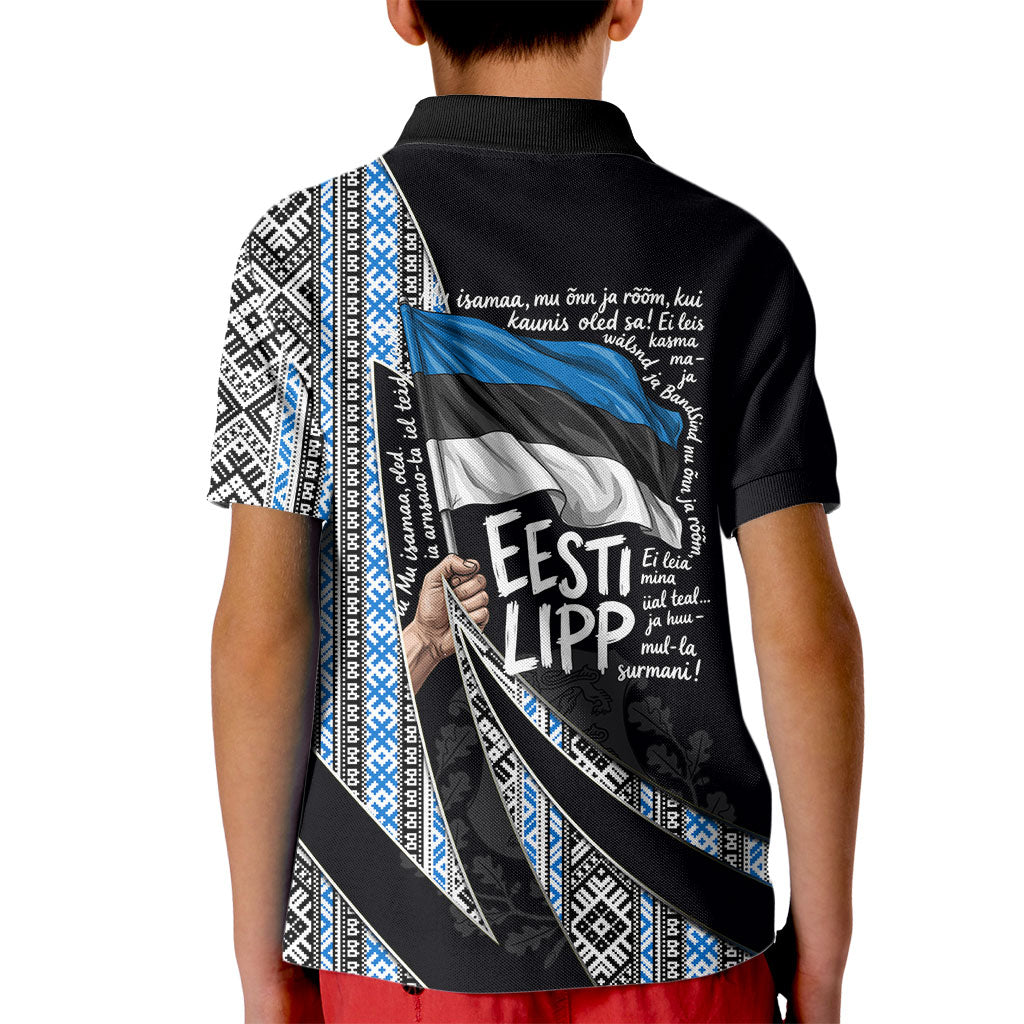 Estonia June 4 1884 Eesti Lipp Kid Polo Shirt Ethnic Traditional Folk Art Flag