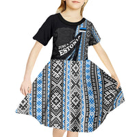 Estonia June 4 1884 Eesti Lipp Kid Short Sleeve Dress Ethnic Traditional Folk Art Flag