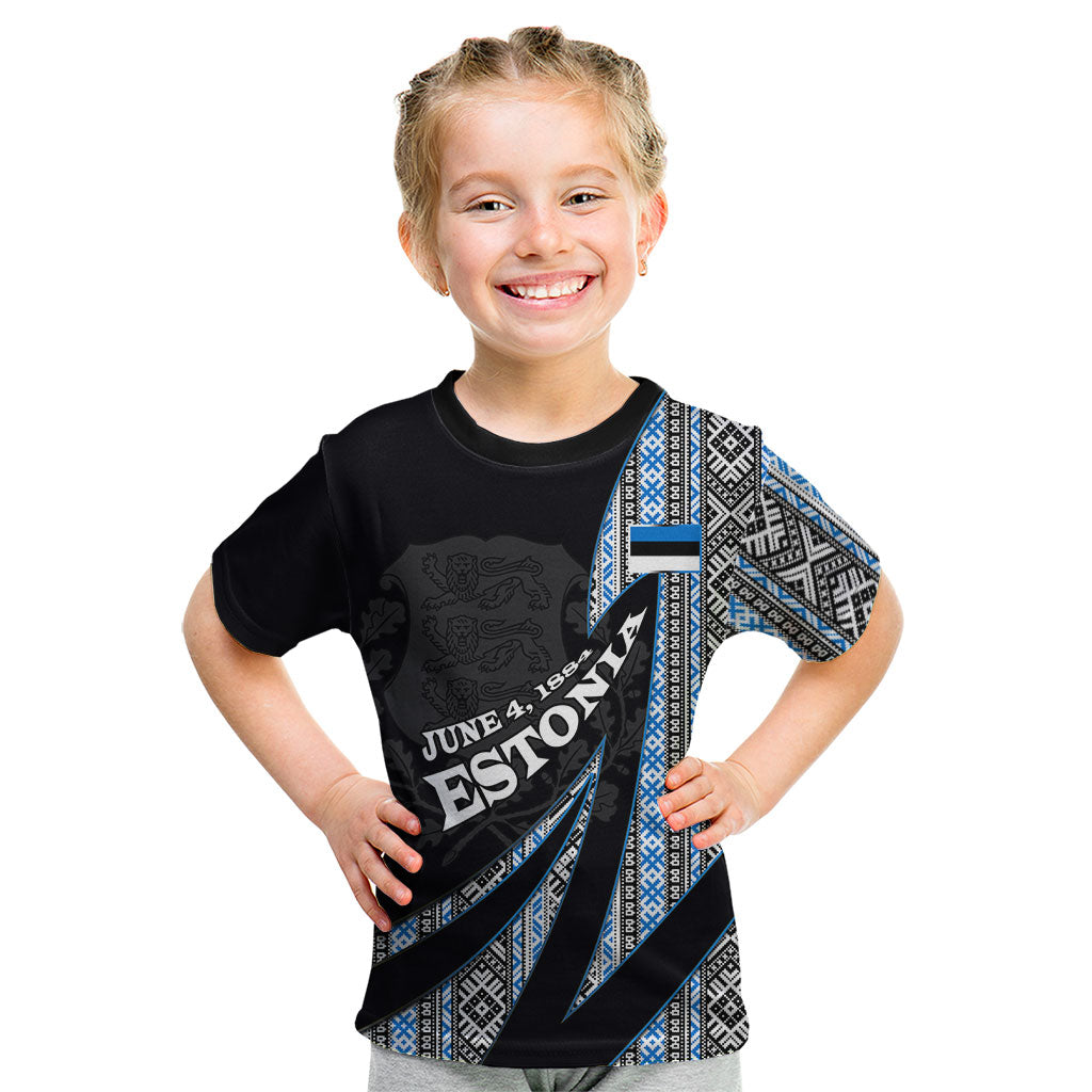 Estonia June 4 1884 Eesti Lipp Kid T Shirt Ethnic Traditional Folk Art Flag