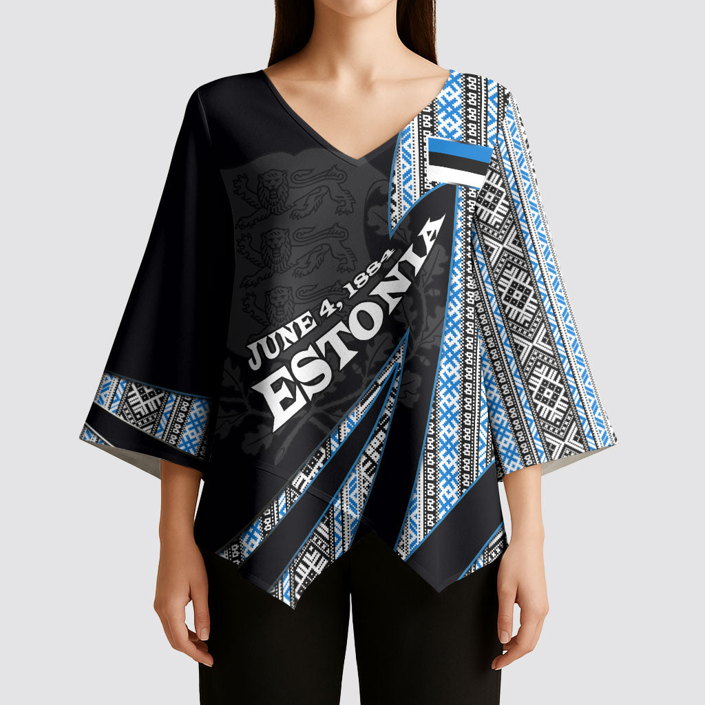 Estonia June 4 1884 Eesti Lipp Kimono Sleeve Blouse Ethnic Traditional Folk Art Flag