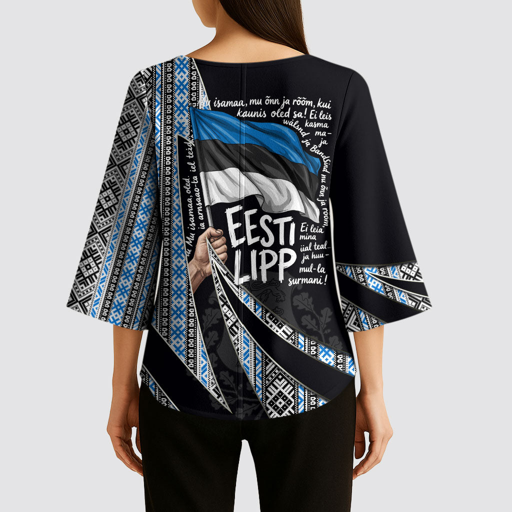 Estonia June 4 1884 Eesti Lipp Kimono Sleeve Blouse Ethnic Traditional Folk Art Flag