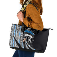 Estonia June 4 1884 Eesti Lipp Leather Tote Bag Ethnic Traditional Folk Art Flag