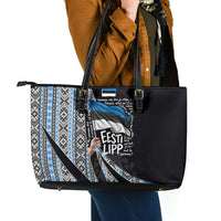 Estonia June 4 1884 Eesti Lipp Leather Tote Bag Ethnic Traditional Folk Art Flag