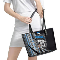 Estonia June 4 1884 Eesti Lipp Leather Tote Bag Ethnic Traditional Folk Art Flag