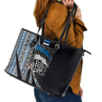Estonia June 4 1884 Eesti Lipp Leather Tote Bag Ethnic Traditional Folk Art Flag