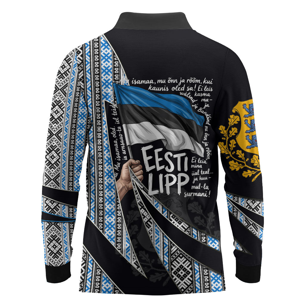 Estonia June 4 1884 Eesti Lipp Long Sleeve Polo Shirt Ethnic Traditional Folk Art Flag