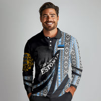 Estonia June 4 1884 Eesti Lipp Long Sleeve Polo Shirt Ethnic Traditional Folk Art Flag