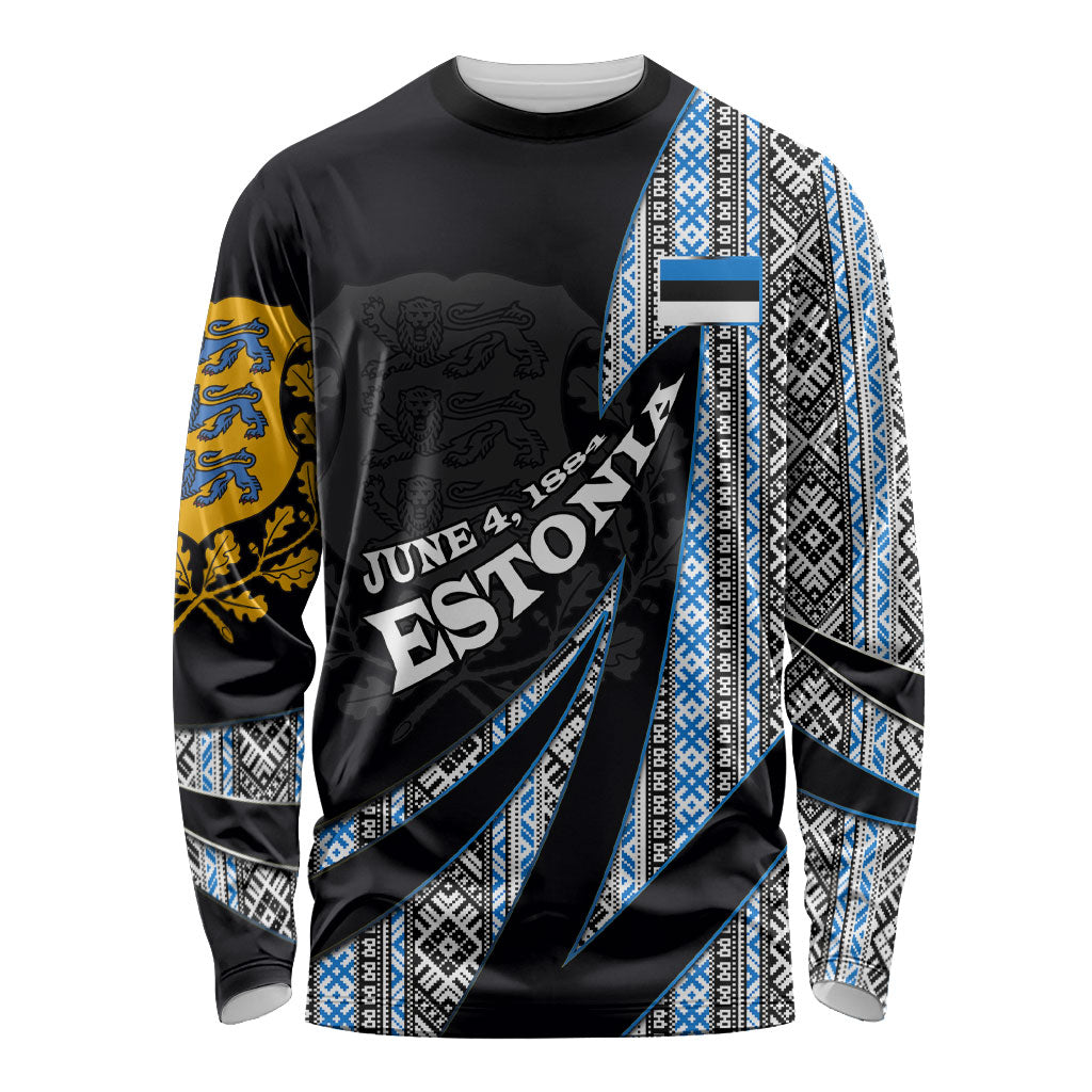Estonia June 4 1884 Eesti Lipp Long Sleeve Shirt Ethnic Traditional Folk Art Flag