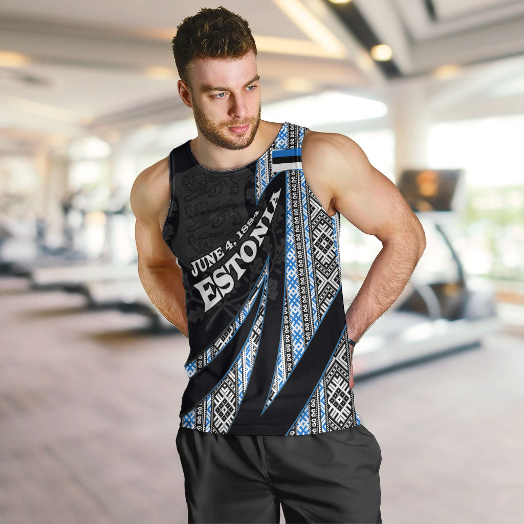 Estonia June 4 1884 Eesti Lipp Men Tank Top Ethnic Traditional Folk Art Flag