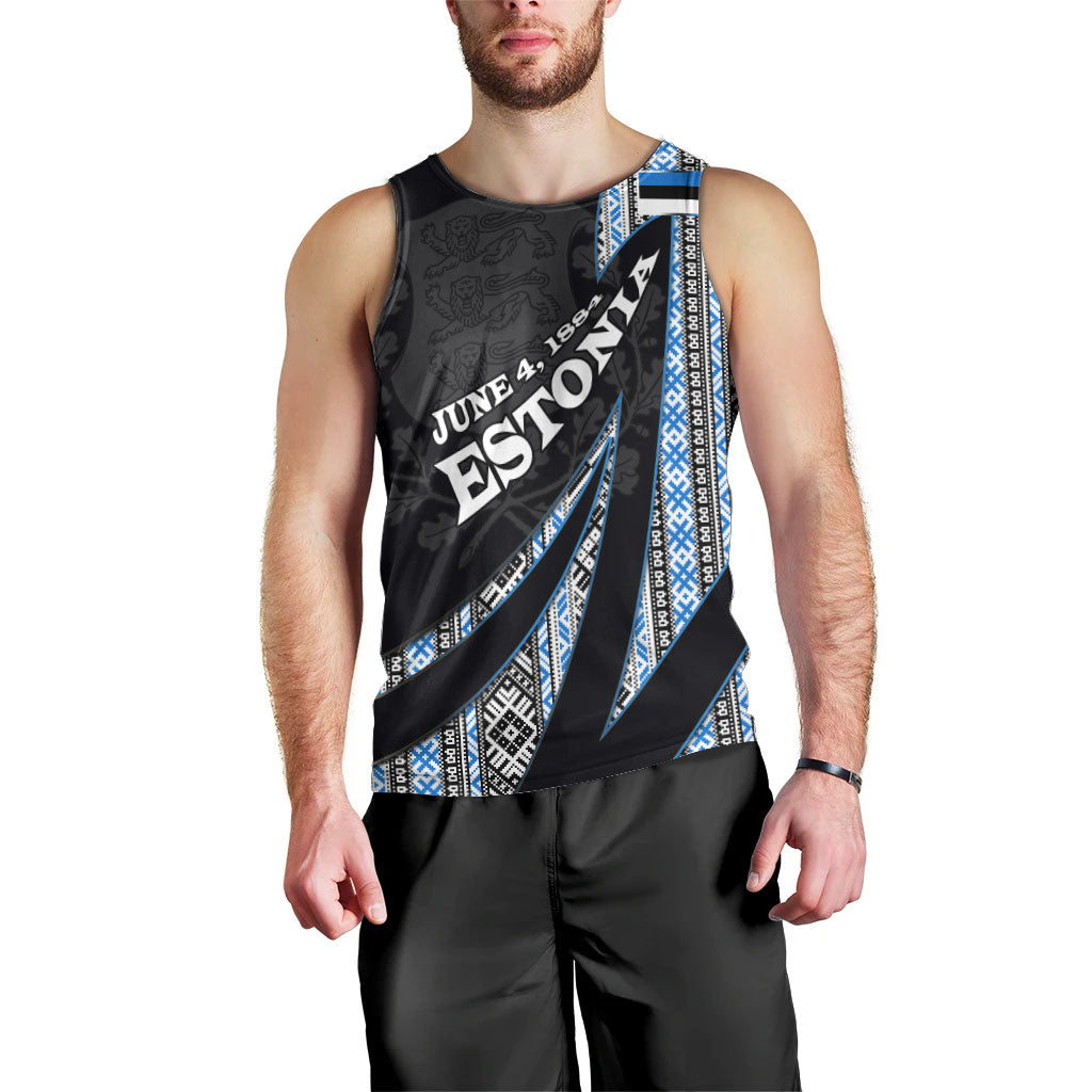 Estonia June 4 1884 Eesti Lipp Men Tank Top Ethnic Traditional Folk Art Flag