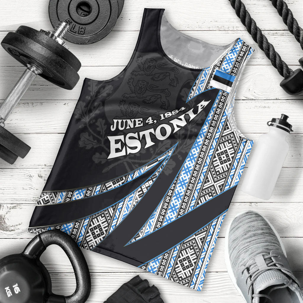Estonia June 4 1884 Eesti Lipp Men Tank Top Ethnic Traditional Folk Art Flag