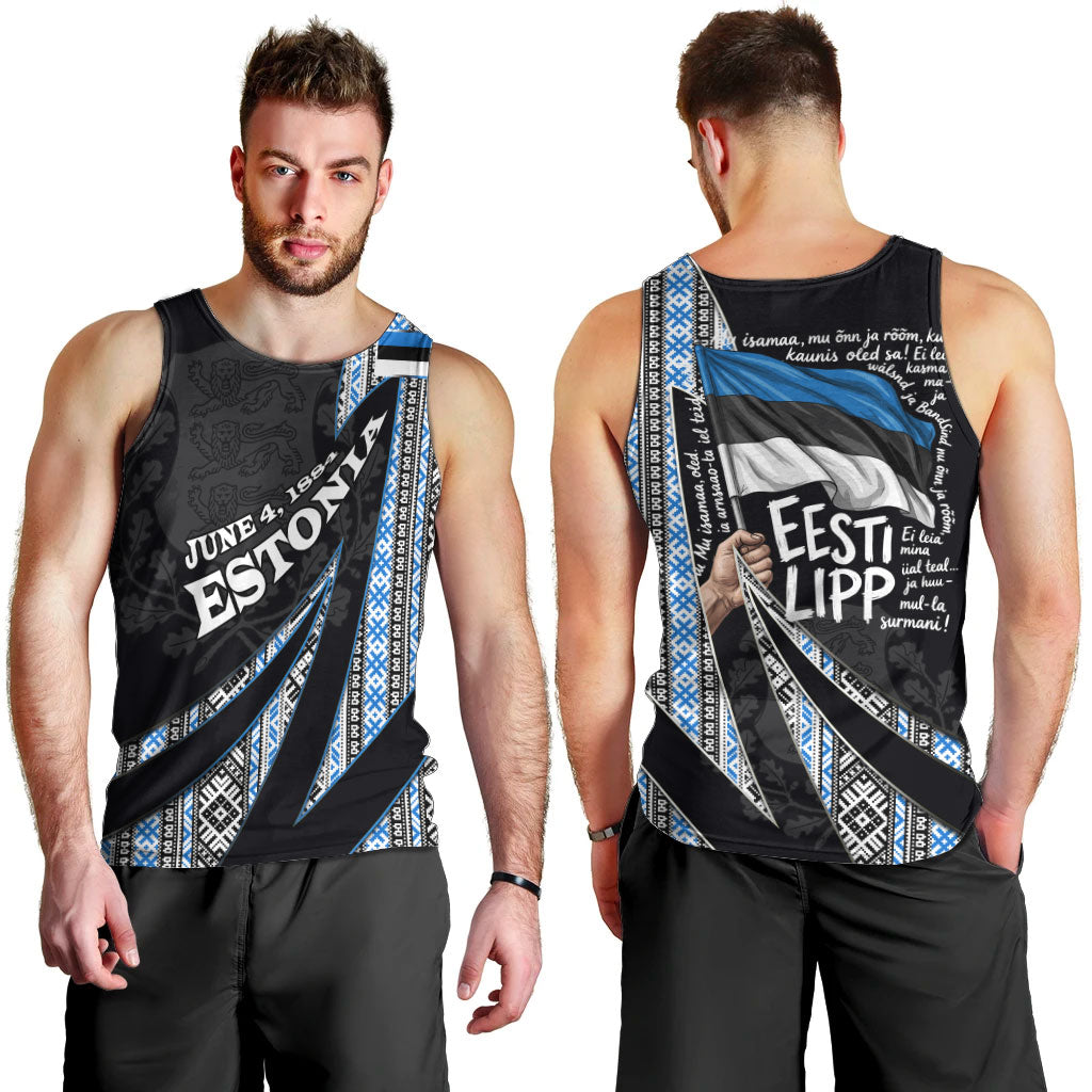 Estonia June 4 1884 Eesti Lipp Men Tank Top Ethnic Traditional Folk Art Flag