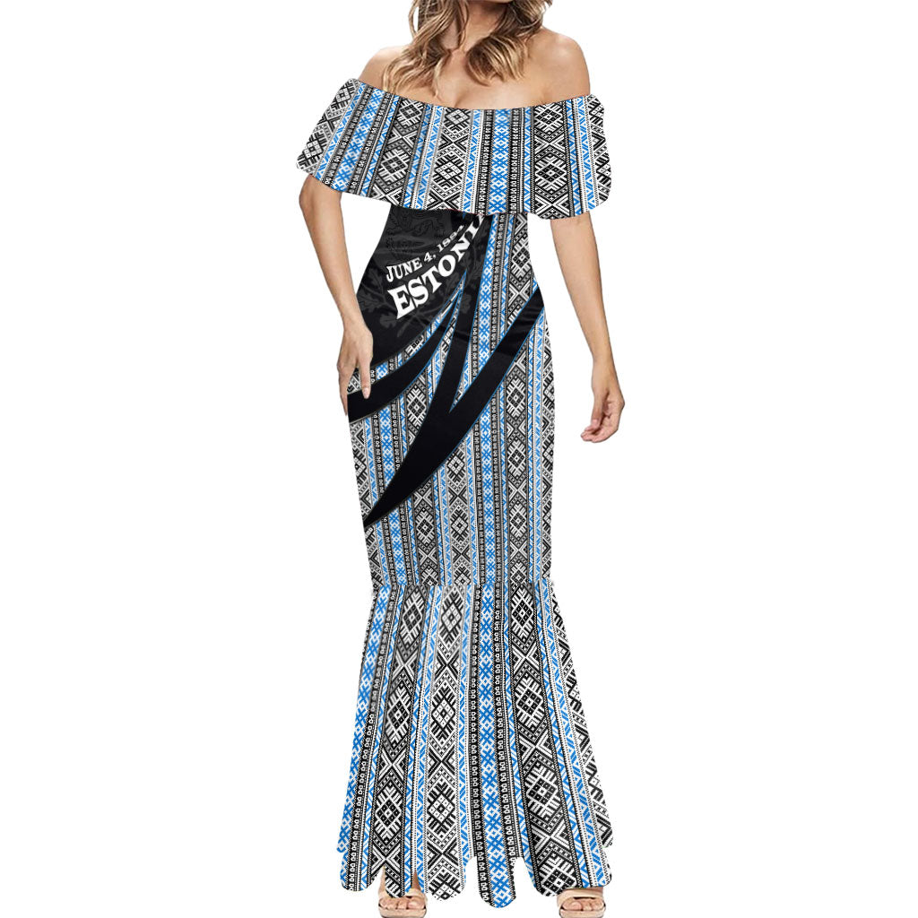 Estonia June 4 1884 Eesti Lipp Mermaid Dress Ethnic Traditional Folk Art Flag