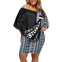 Estonia June 4 1884 Eesti Lipp Off Shoulder Short Dress Ethnic Traditional Folk Art Flag