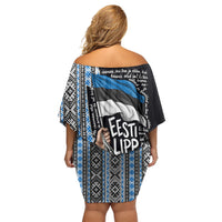 Estonia June 4 1884 Eesti Lipp Off Shoulder Short Dress Ethnic Traditional Folk Art Flag