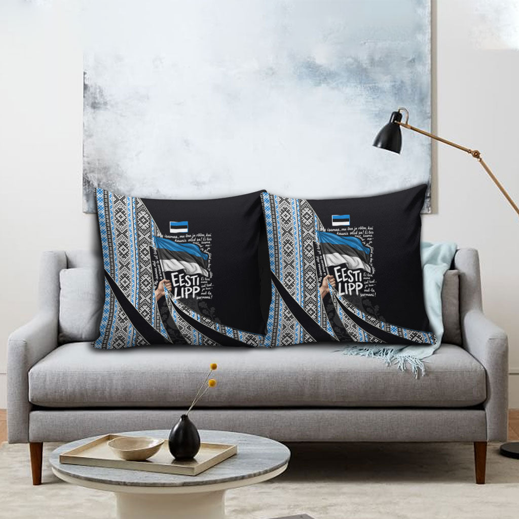 Estonia June 4 1884 Eesti Lipp Pillow Cover Ethnic Traditional Folk Art Flag