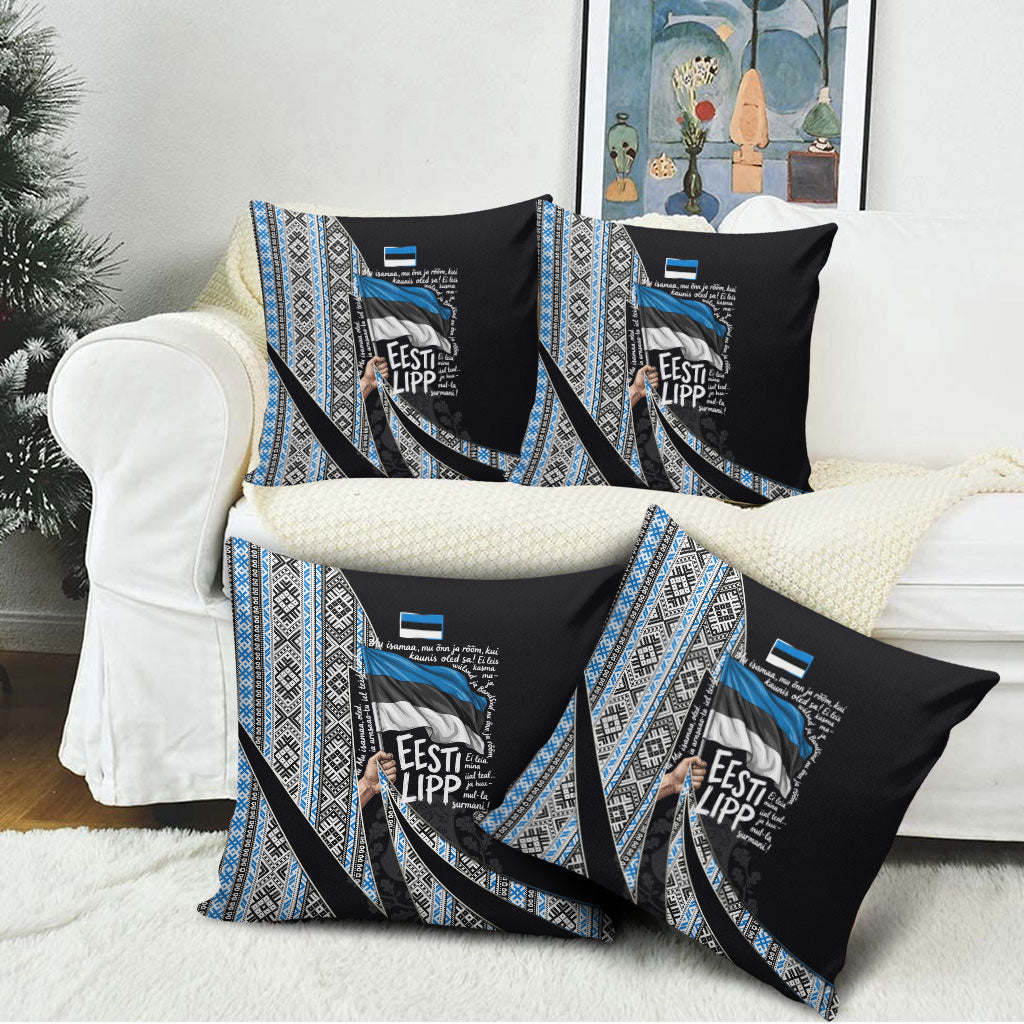 Estonia June 4 1884 Eesti Lipp Pillow Cover Ethnic Traditional Folk Art Flag