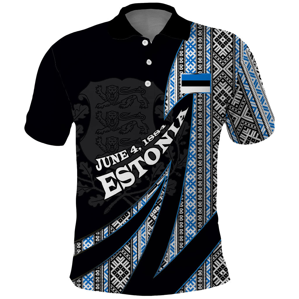 Estonia June 4 1884 Eesti Lipp Polo Shirt Ethnic Traditional Folk Art Flag
