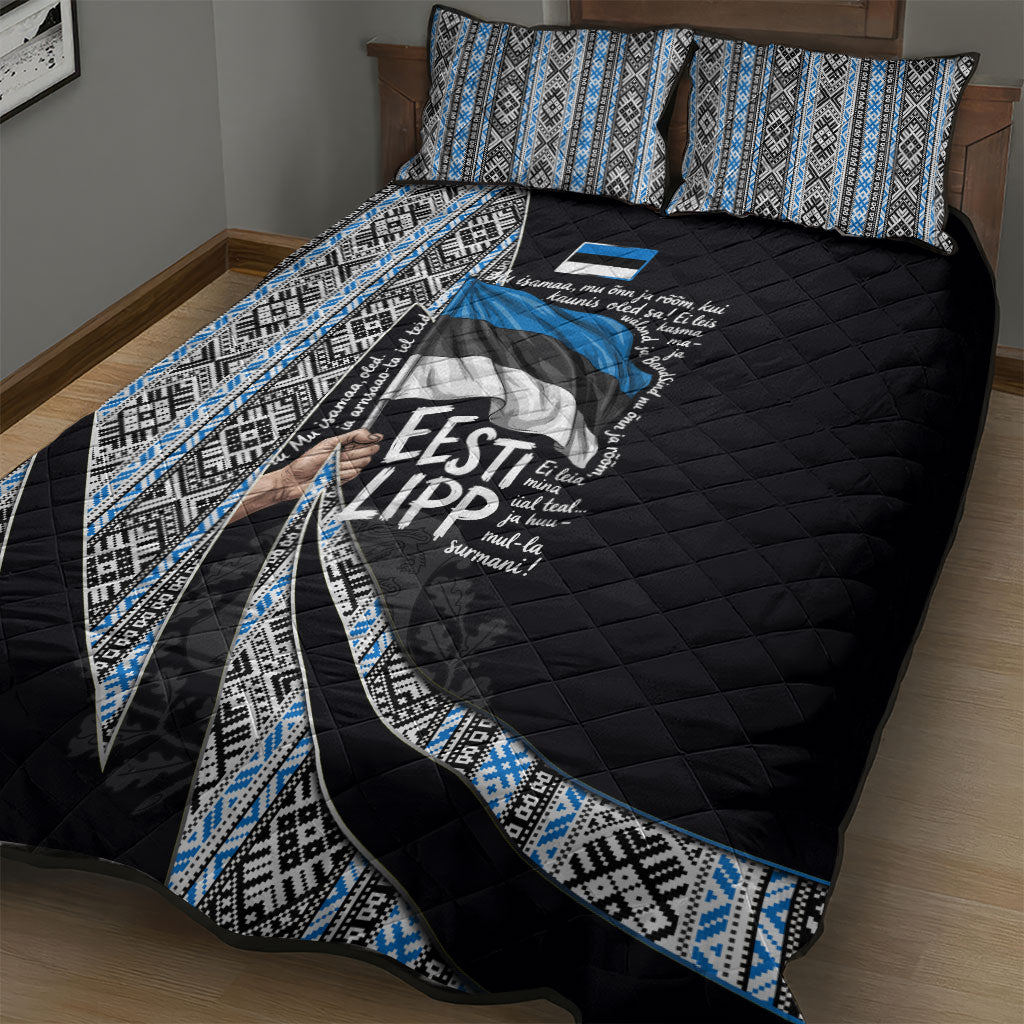 Estonia June 4 1884 Eesti Lipp Quilt Bed Set Ethnic Traditional Folk Art Flag