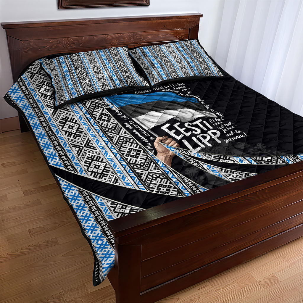 Estonia June 4 1884 Eesti Lipp Quilt Bed Set Ethnic Traditional Folk Art Flag