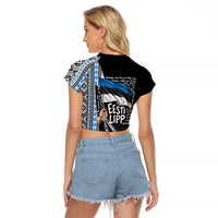 Estonia June 4 1884 Eesti Lipp Raglan Cropped T Shirt Ethnic Traditional Folk Art Flag