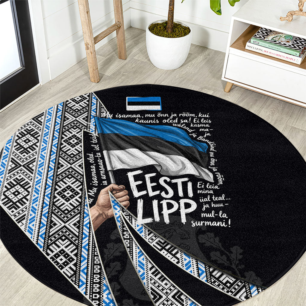 Estonia June 4 1884 Eesti Lipp Round Carpet Ethnic Traditional Folk Art Flag