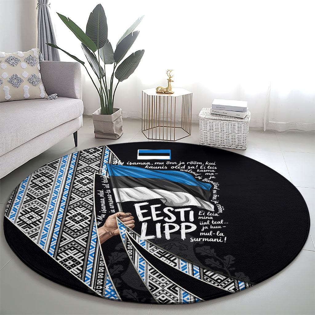 Estonia June 4 1884 Eesti Lipp Round Carpet Ethnic Traditional Folk Art Flag