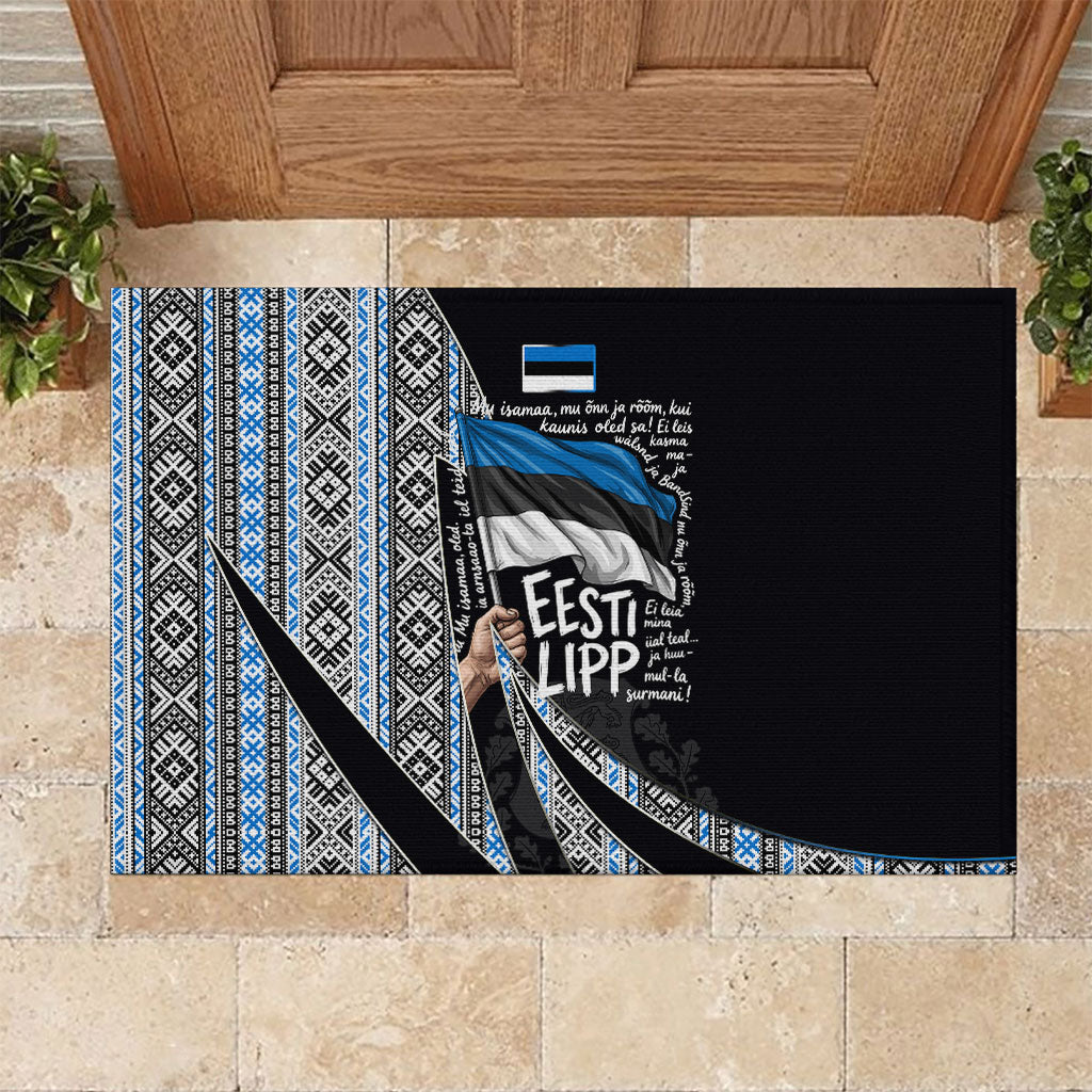 Estonia June 4 1884 Eesti Lipp Rubber Doormat Ethnic Traditional Folk Art Flag