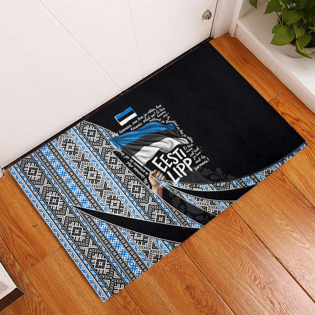Estonia June 4 1884 Eesti Lipp Rubber Doormat Ethnic Traditional Folk Art Flag
