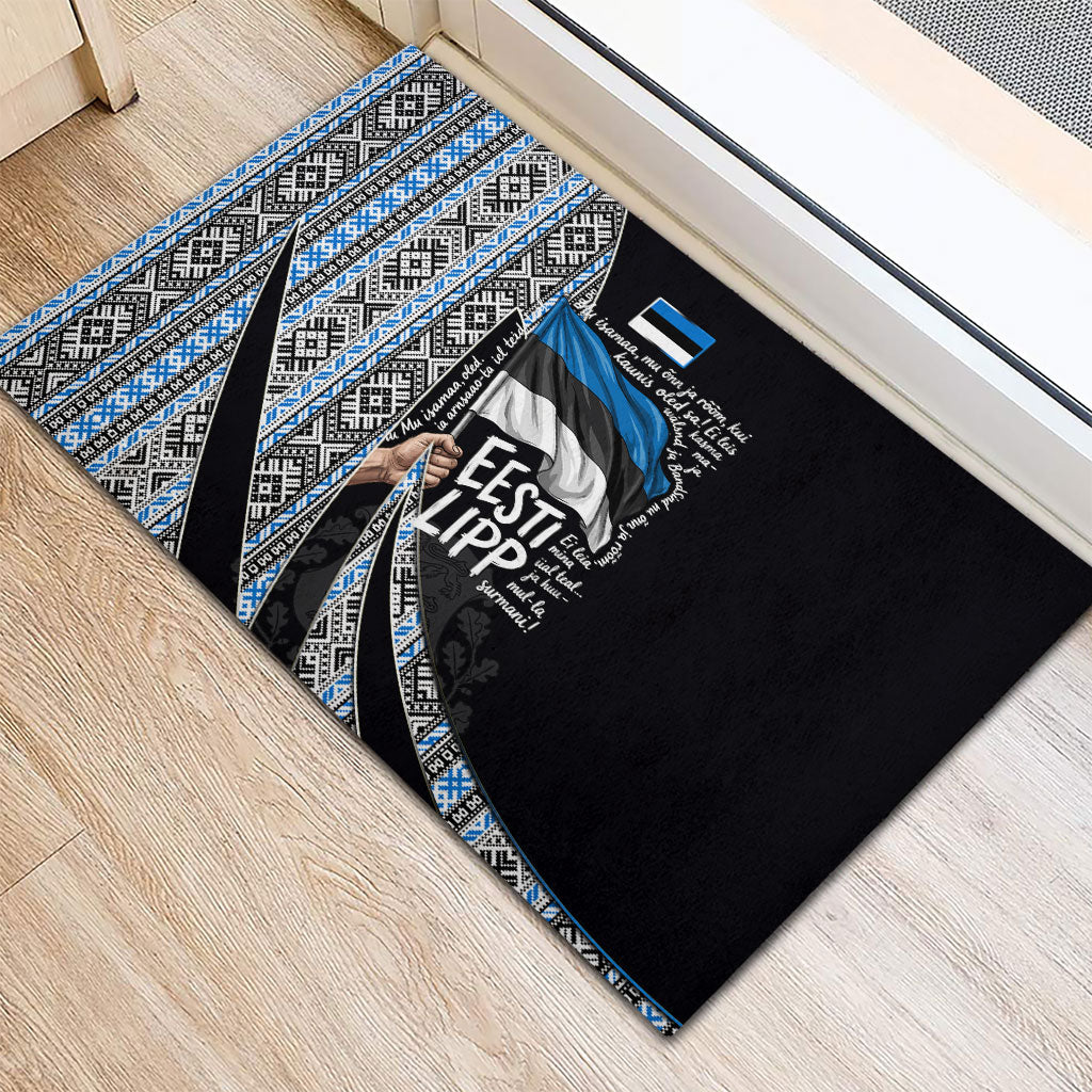 Estonia June 4 1884 Eesti Lipp Rubber Doormat Ethnic Traditional Folk Art Flag