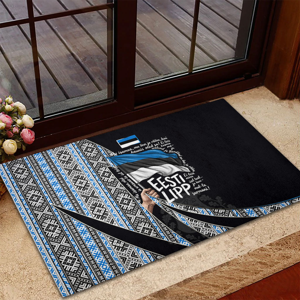 Estonia June 4 1884 Eesti Lipp Rubber Doormat Ethnic Traditional Folk Art Flag
